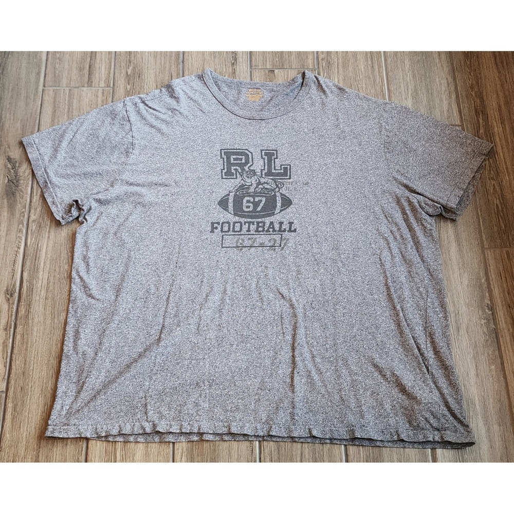 Polo Ralph Lauren Mens 3XB Grey Heather RL 67 Football Tiger Graphic T-Shirt - Picture 2 of 5